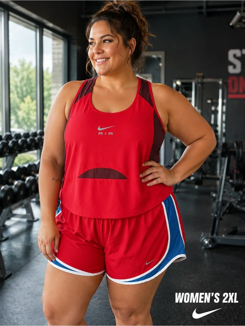 Nike women’s XXL Red and Blue Women's Athletic Tank & Shorts Set